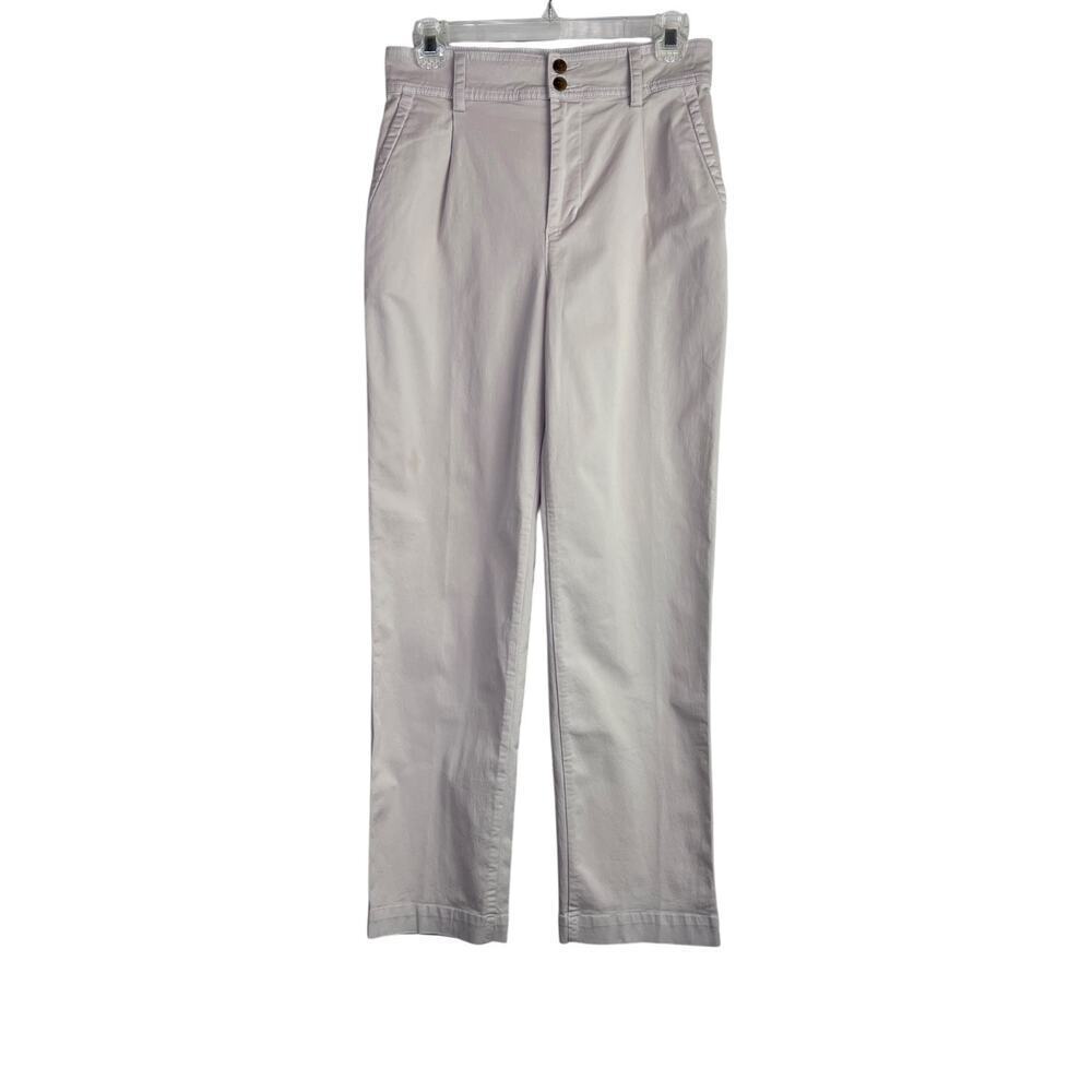 Everlane Women's Chinos High Rise Straight Let Pleated Cotton in Cream Women's 0